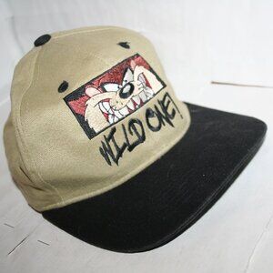 Tasmanian devil - Wild One - snap back hat - black and tan - Vintage Rare - 1996